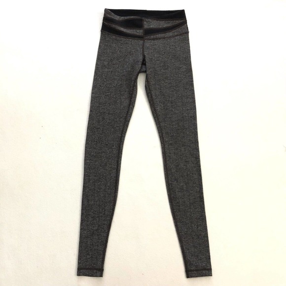 Lululemon Women Giant Herringbone Heathered Black Wi14 Quilt Wunder Under Pant 4